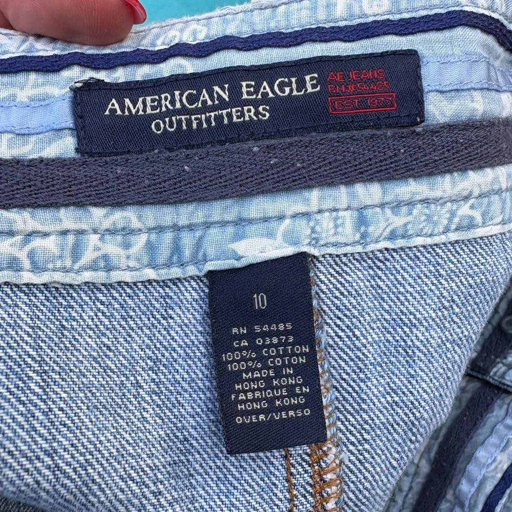 American Eagle Outfitters Blue Frayed Denim Mini Skirt